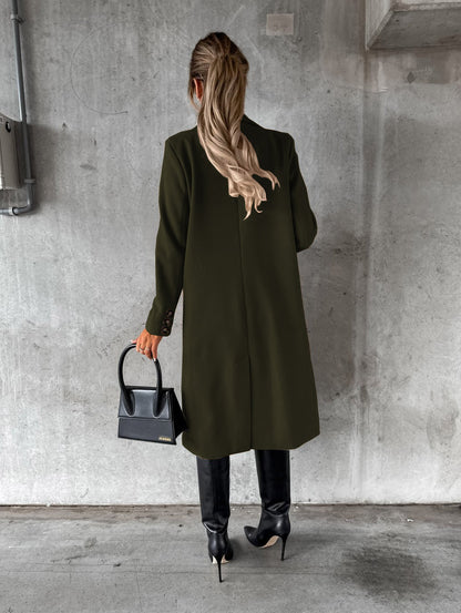 Double-Breasted Lapel Long Coat – Modest Chic Outerwear