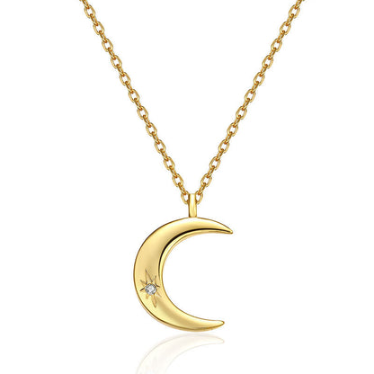 Moon Pendant Necklace in Sterling Silver – Diamond Touch
