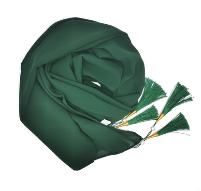 Soft Hijab Scarf with Four Tassel Corners – Everyday Chic
