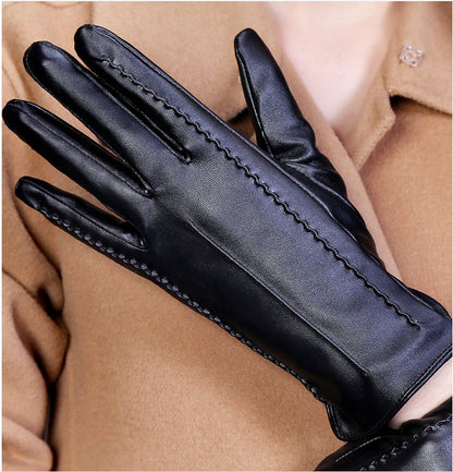 Women’s Thick Warm Leather Gloves – Winter Elegance