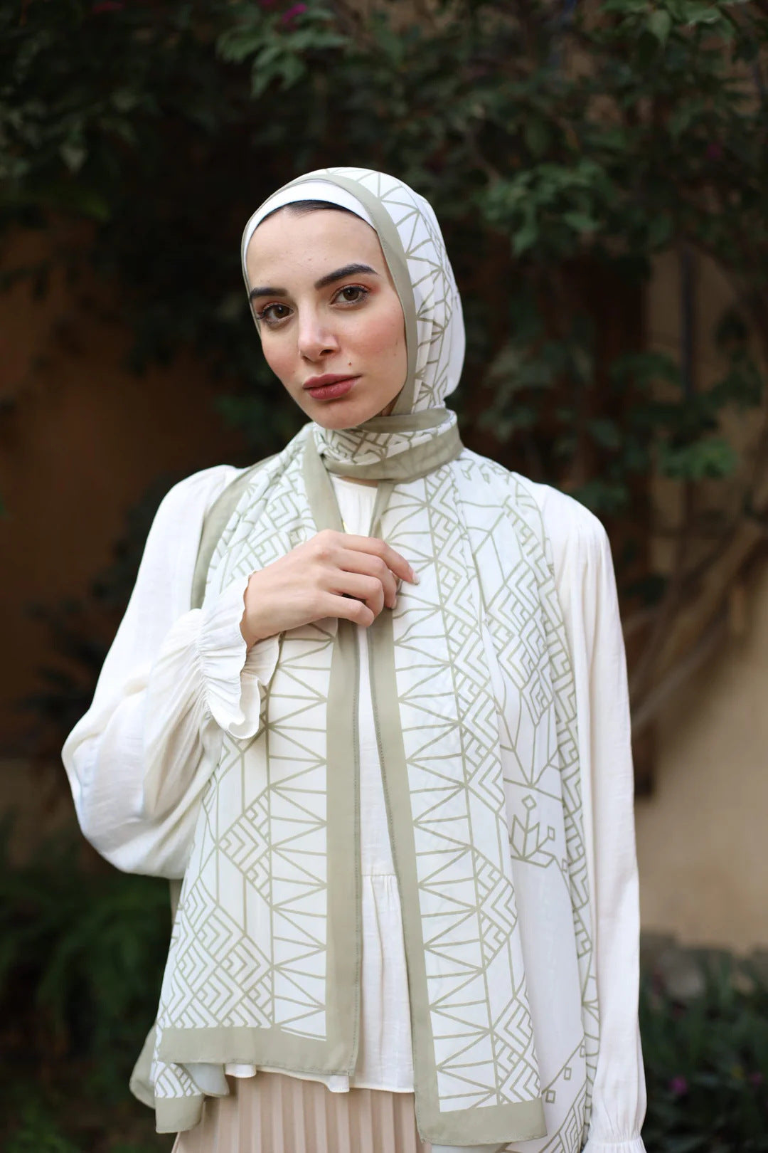 Elegant Satin Printed Hijab Shawl – Chic and Modest