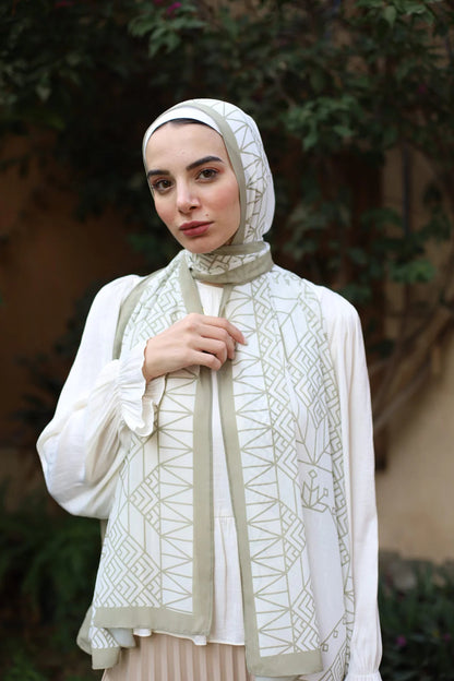 Elegant Satin Printed Hijab Shawl – Chic and Modest