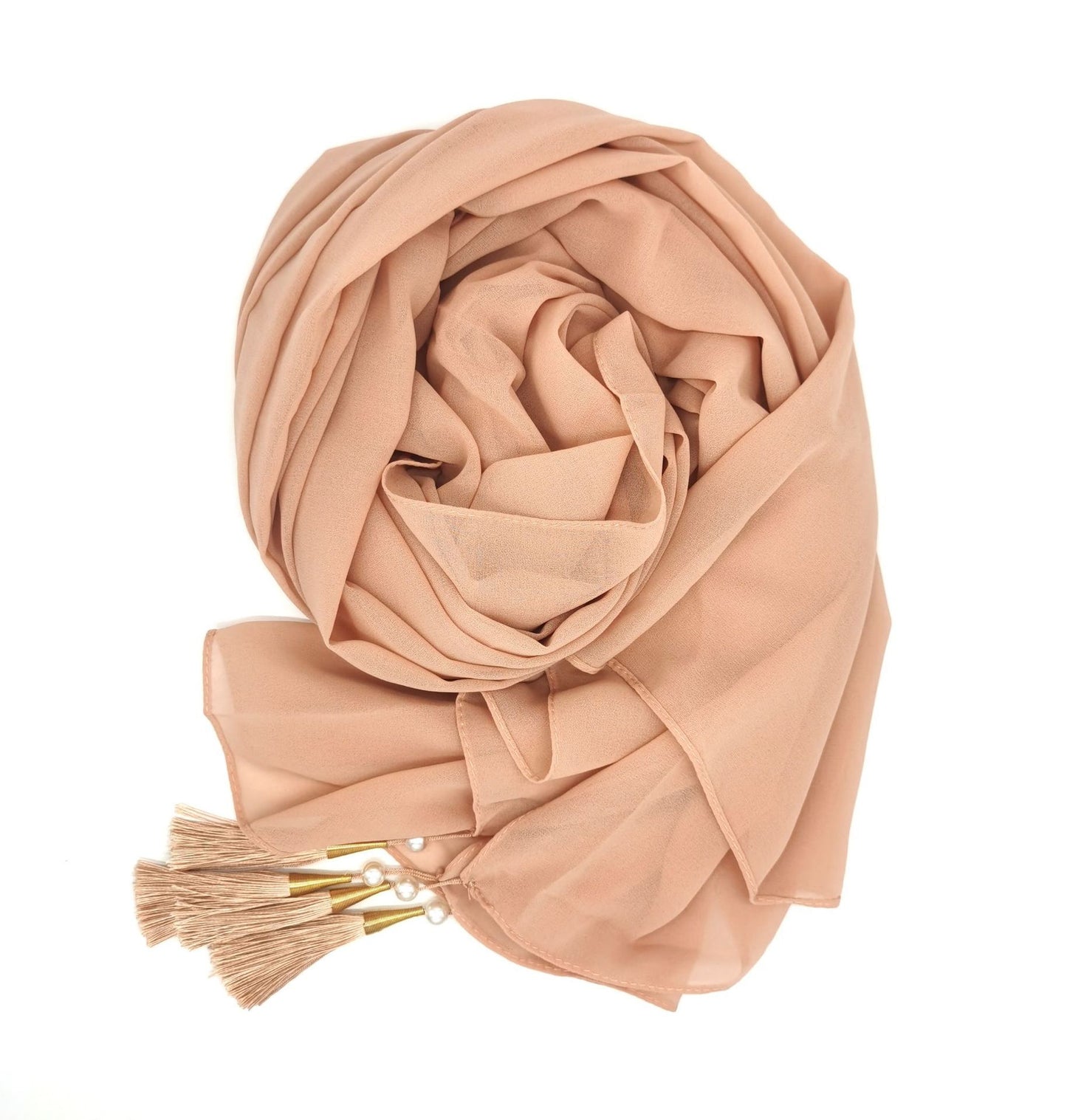 Soft Hijab Scarf with Four Tassel Corners – Everyday Chic
