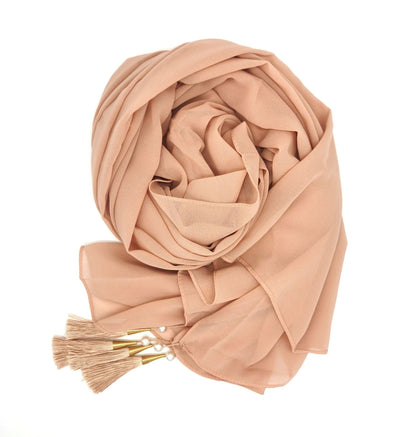 Soft Hijab Scarf with Four Tassel Corners – Everyday Chic