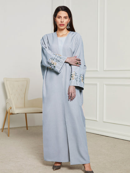 Elegant Embroidered Cardigan Robe Dress – Modest & Stylish