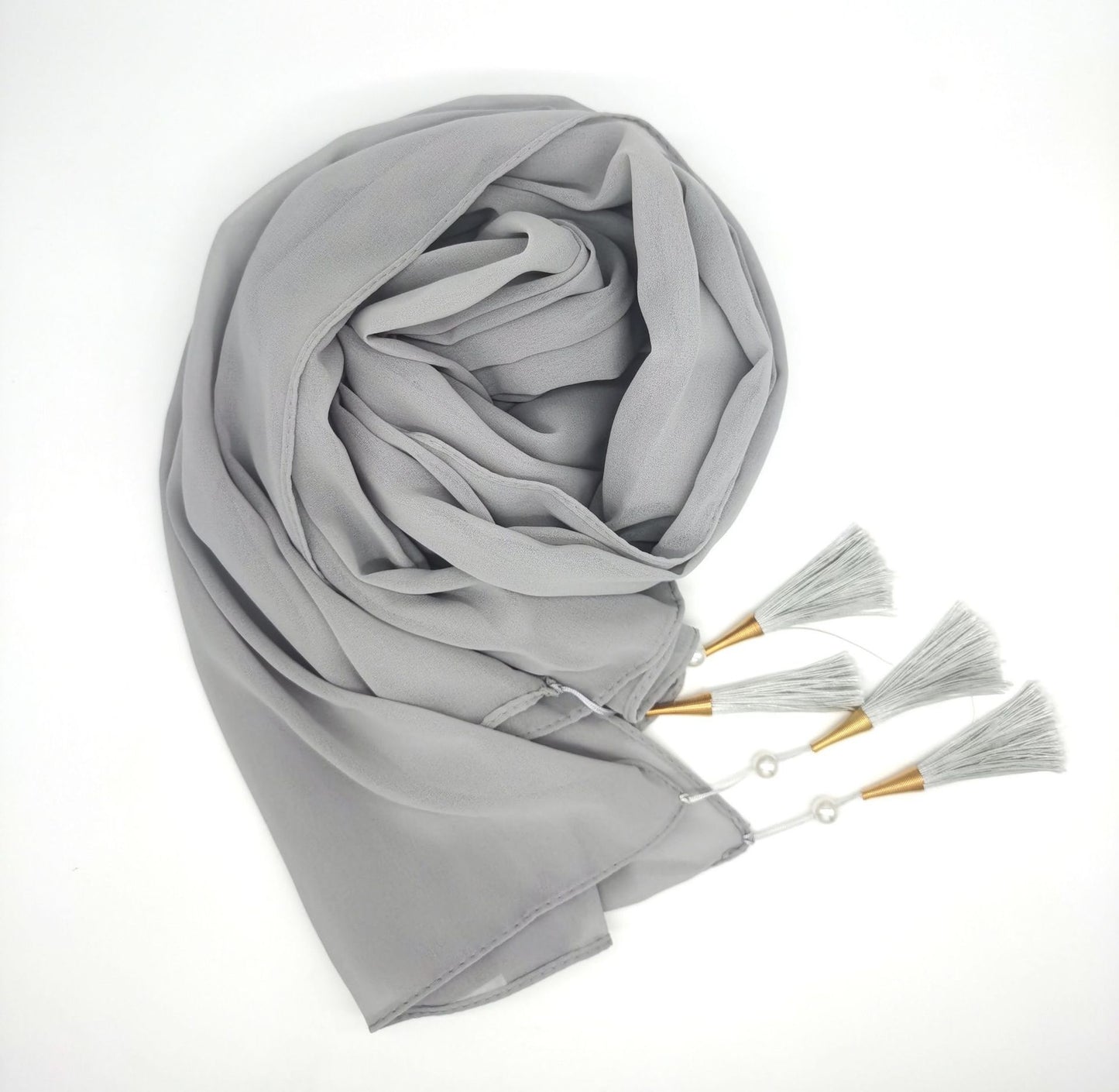 Soft Hijab Scarf with Four Tassel Corners – Everyday Chic