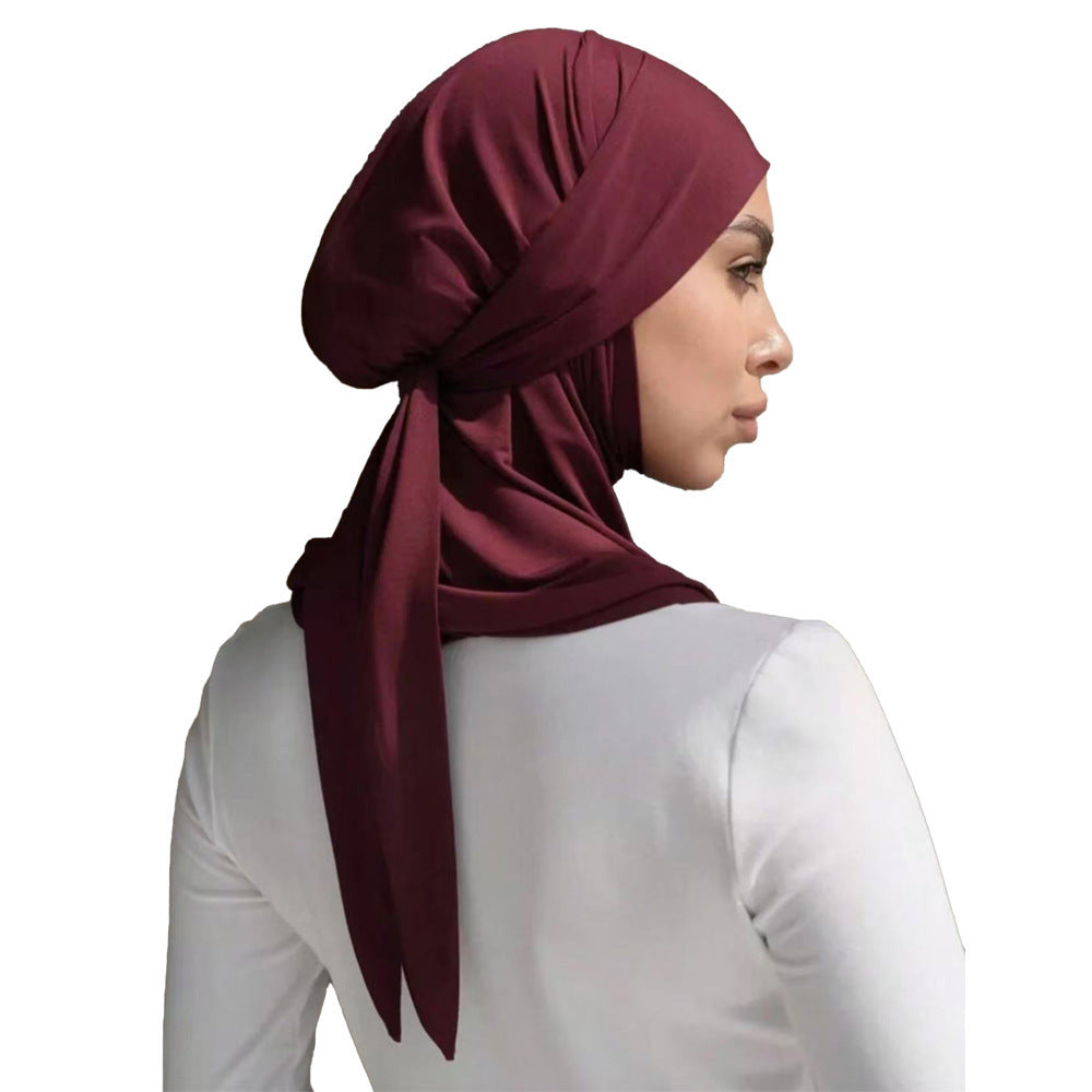 Convenient Strap Headscarf & Scarf Suit – Solid Colour