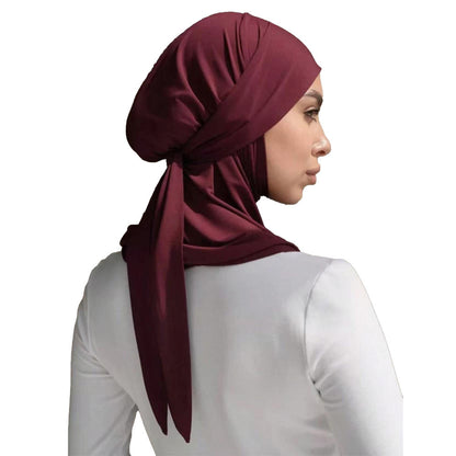 Convenient Strap Headscarf & Scarf Suit – Solid Colour