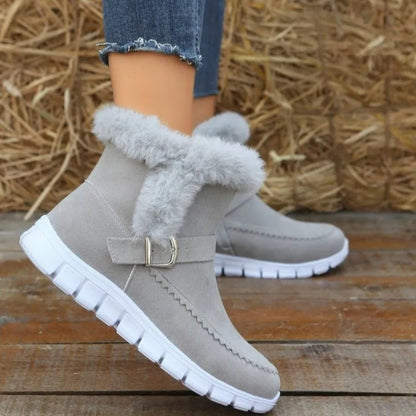 Plush Buckle Ankle Snow Boots — Warm, Cozy Winter Style