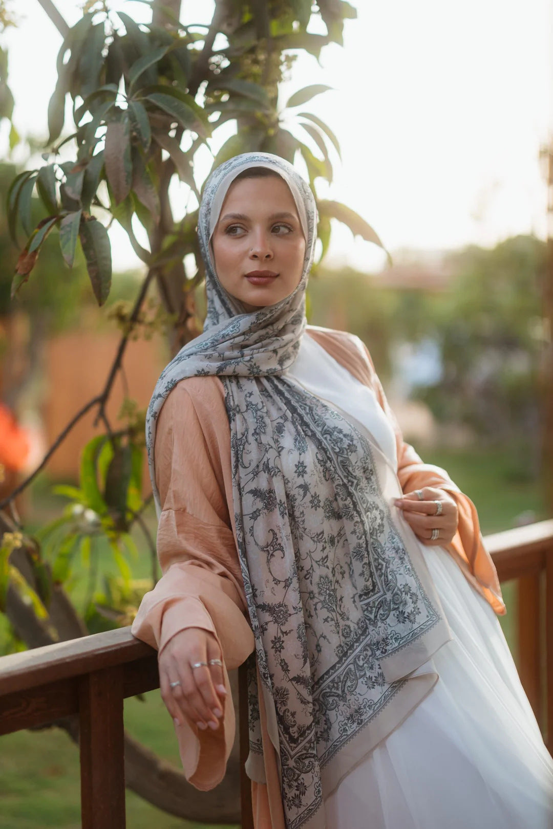Elegant Satin Printed Hijab Shawl – Chic and Modest