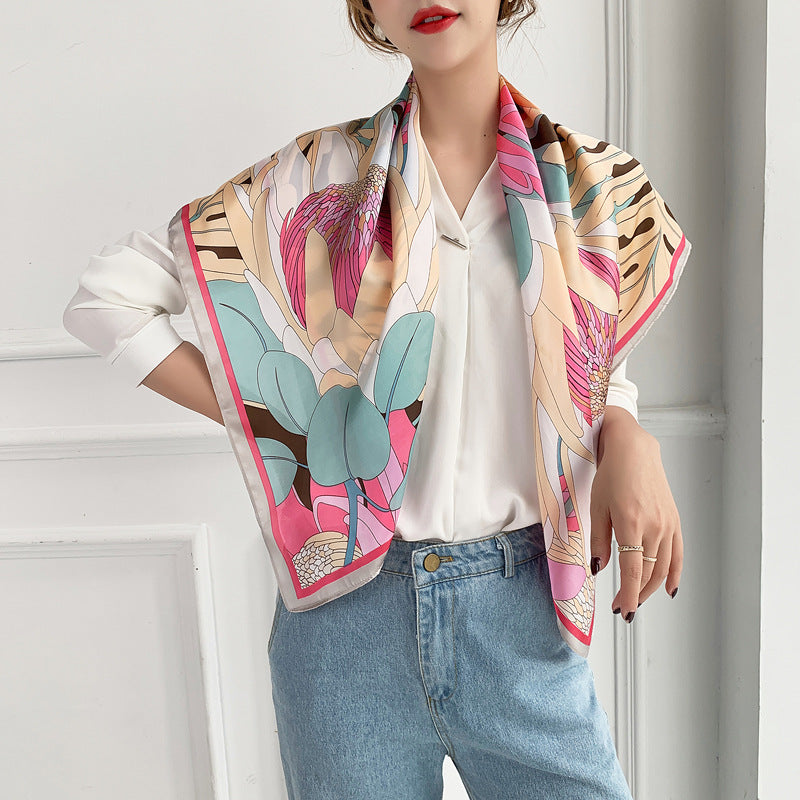 Luxury Printed Silk Hijab Scarf – Elegant & Versatile